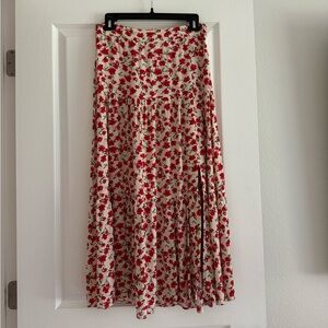 Sezane Coral Flowers Tammie Skirt